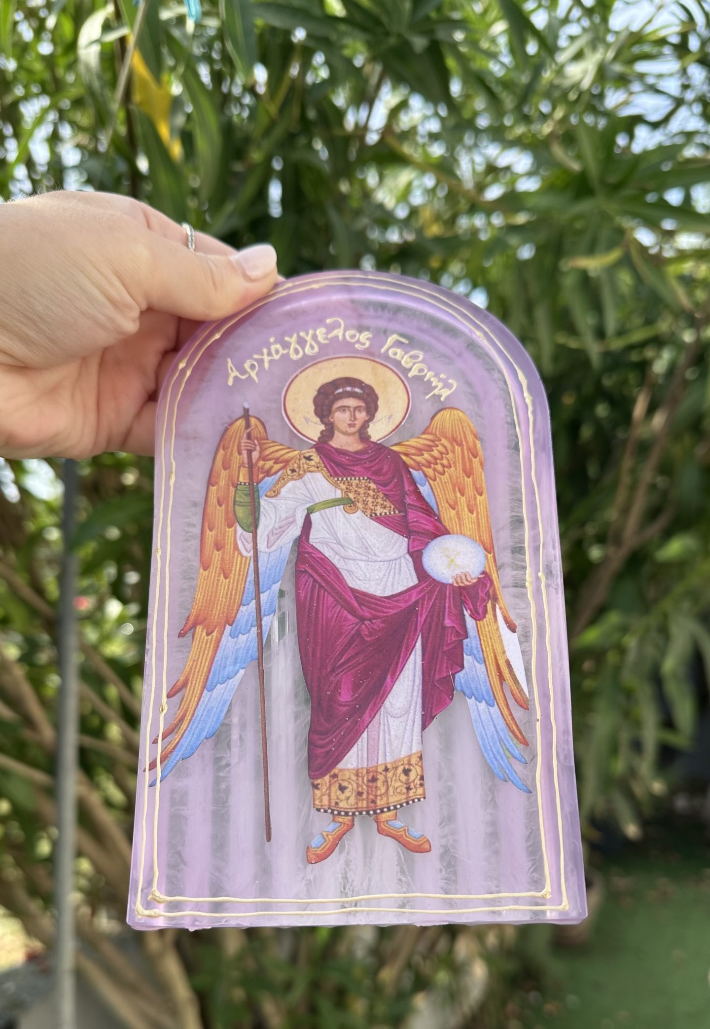 Χειροποίητη εικόνα Αρχαγγέλου Γαβριήλ από υγρό γυαλί