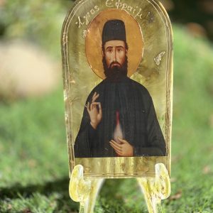 Χειροποίητη εικόνα Αγίου Εφραίμ από υγρό γυαλί