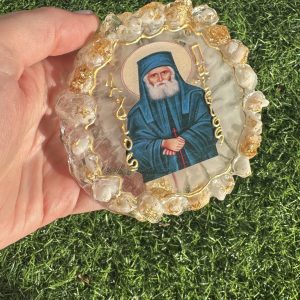 Χειροποίητη εικόνα Αγίου Παϊσίου από υγρό γυαλί