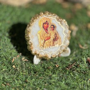 Χειροποίητη εικόνα Παναγίας Ιεροσολυμίτισσας από υγρό γυαλί