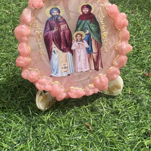 Χειροποίητη εικόνα Αγίων Λέσβου από υγρό γυαλί