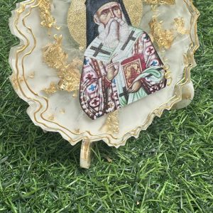 Χειροποίητη εικόνα Αγίου Νεκταρίου από υγρό γυαλί