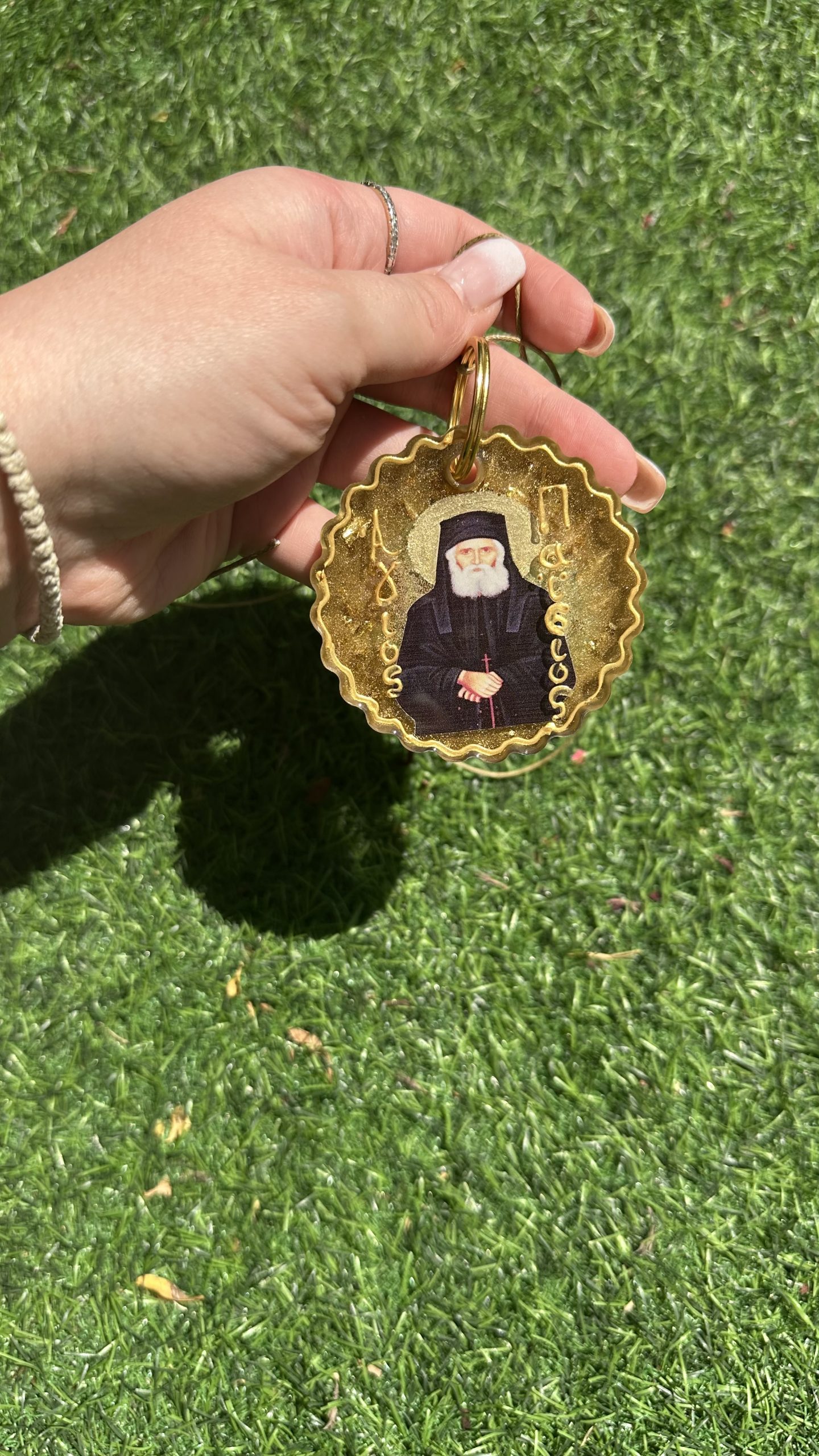 Χειροποίητη εικόνα αυτοκινήτου Αγίου Παϊσίου από υγρό γυαλί