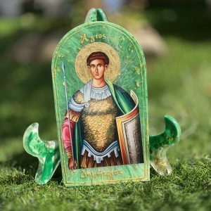 Χειροποίητη εικόνα Αγίου Δημητρίου από υγρό γυαλί