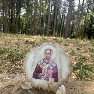 Χειροποίητη εικόνα Αγίου Νικολάου από υγρό γυαλί