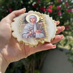 Χειροποίητη εικόνα Αγίας Παρασκευής από υγρό γυαλί