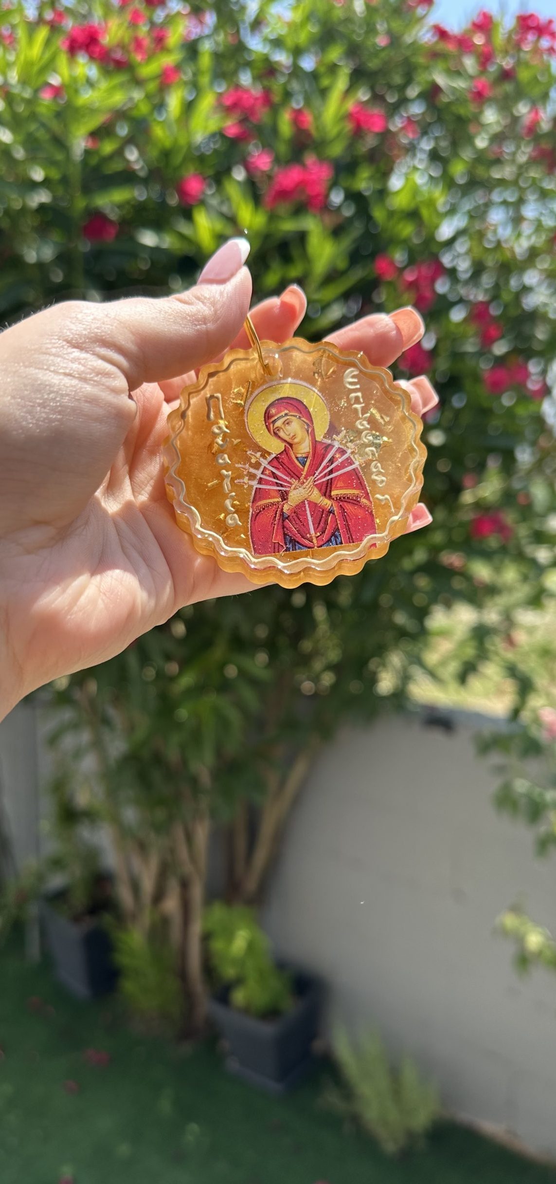 Εικόνα αυτοκινήτου Παναγίας Επτάσπαθης από υγρό γυαλί