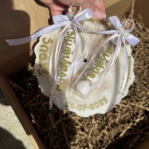 Χειροποίητο προσωποποιημένο δώρο κουμπάρων από υγρό γυαλί