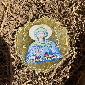 Εικόνα Αγίας Ειρήνης Χρυσοβαλάντους από υγρό γυαλί