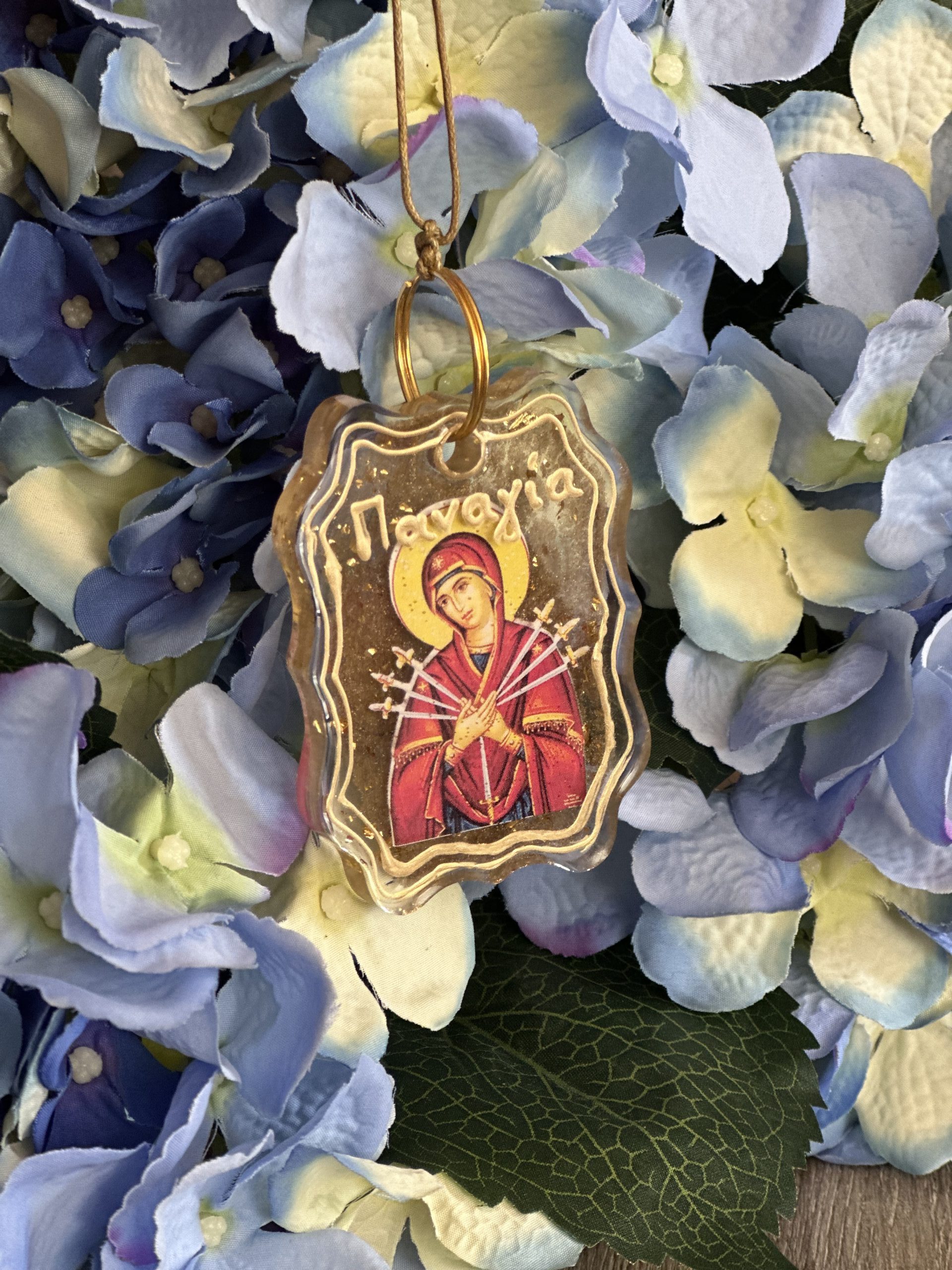 Εικόνα αυτοκινήτου Παναγίας Επτάσπαθης από υγρό γυαλί