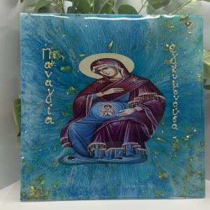 Χειροποίητη εικόνα Παναγίας Εγκυμονούσας από υγρό γυαλί