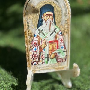 Χειροποίητη εικόνα Αγίου Νεκταρίου από υγρό γυαλί